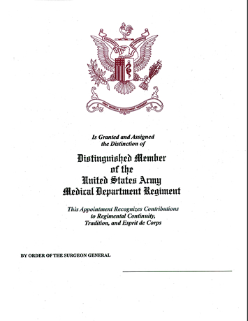 Distinguished Member of the United States Army Medical Department Regiment