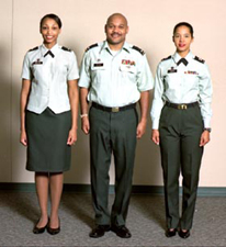 current male and female Class B uniform; click to enlarge
