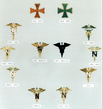 Nurse Corps Insignia through the years; click to enlarge