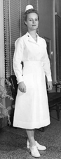 mid 1940s hospital white duty uniform; click to enlarge