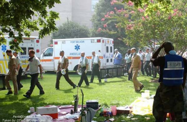 Triage area in center courtyard