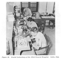 Dental Laboratory of the 181st General Hospital. India, 1944.