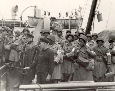 WWII Nurses preparing to land in Greenock, Scotland