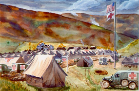 Artwork of Army hospital camp