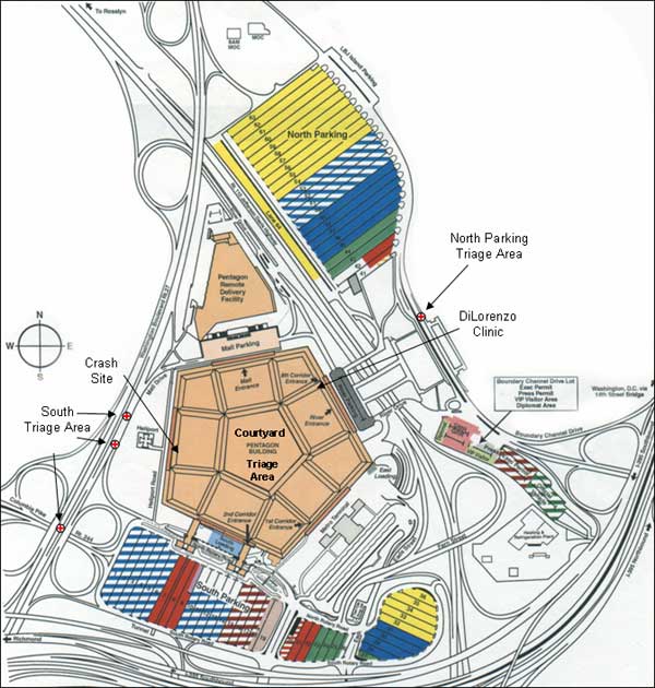 Parking map of triage areas