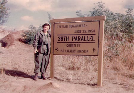 1st LT Mary C. Quinn, ANC1st LT Mary C. Quinn, ANC, Picture taken at 38th Parallel sign across the street from the 8055 MASH 1951 - South Korea