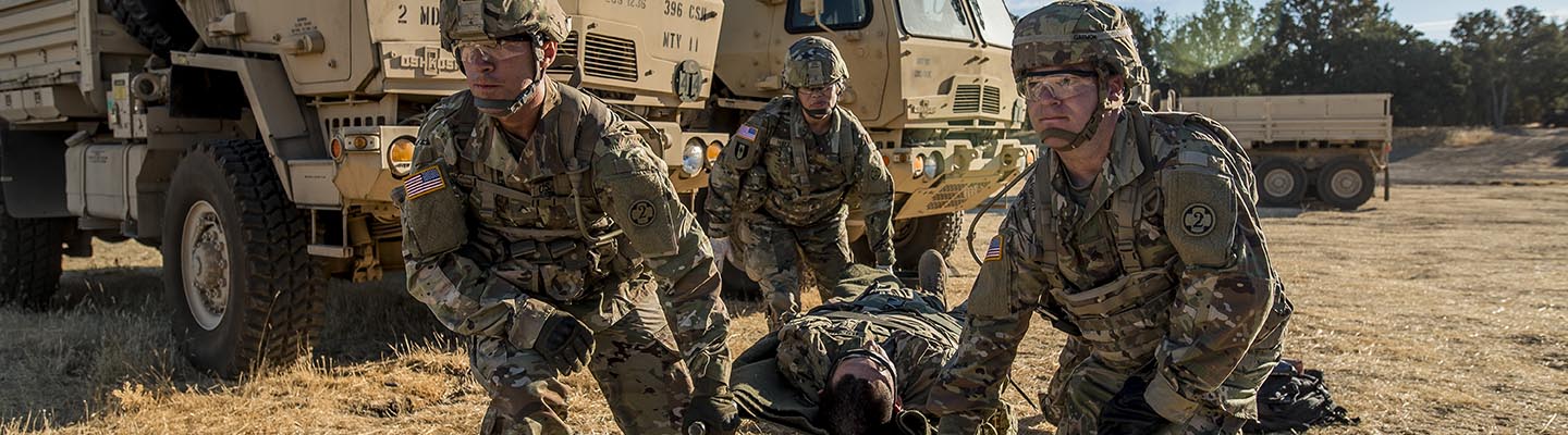 Equipment of a Special Forces emergency physician before an operational